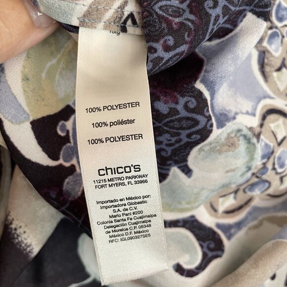 Chico's Sz 4- XL Blouse Floral Art To Wear Button Up Career Closet Staple MINT - Picture 11 of 16